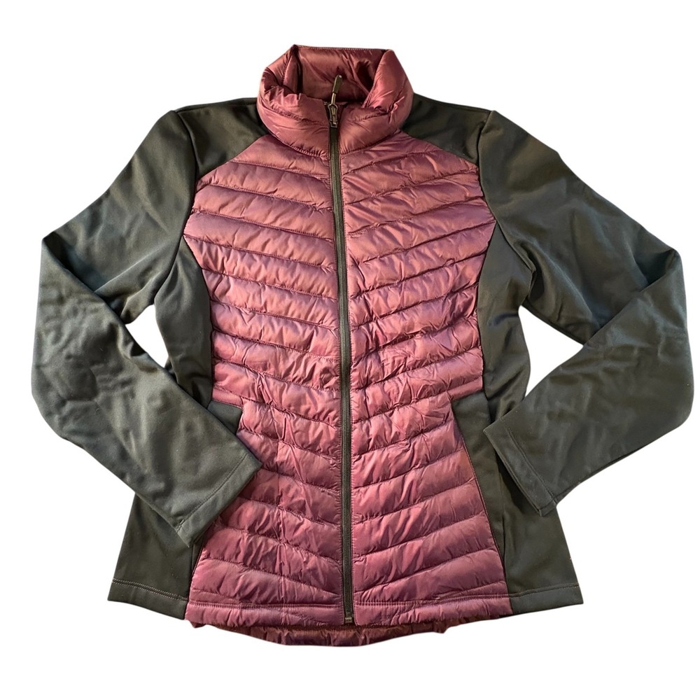 32 Degrees Heat Womens Medium Mixed Media Puffer Jacket Purple Black Full Zip